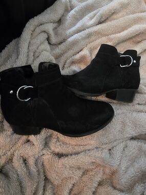 Suede Ankle Boots with Buckle, Unisa Classic Black